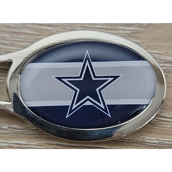 DALLAS COWBOYS BLUE STAR Metal Oval Keychain NEW - Picture 2 of 4